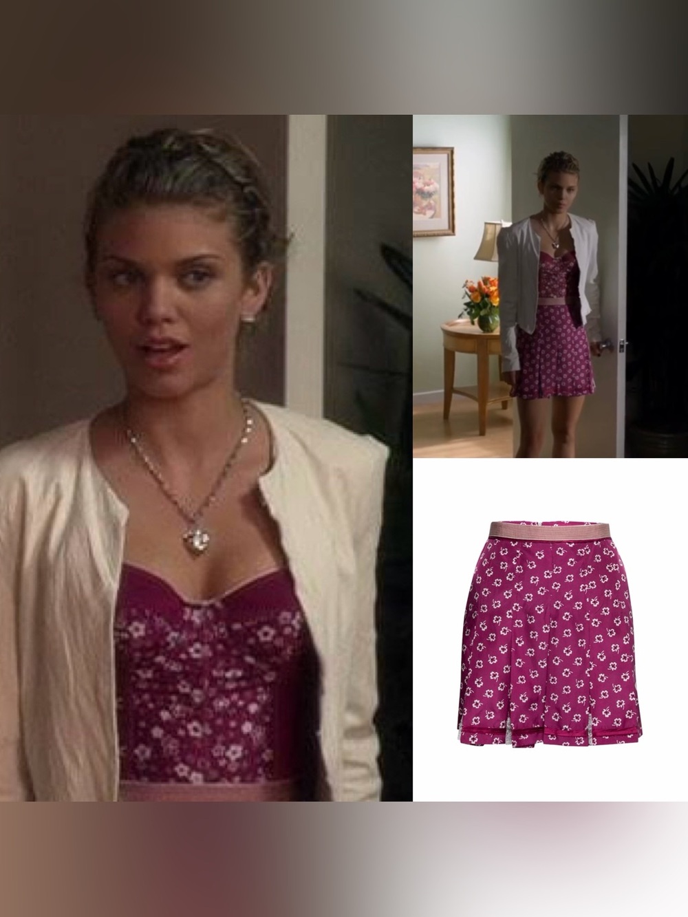 2000s Silk Floral Pleated Skirt As Seen On Naomi Clark In 90210